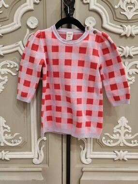 Seed Heritage Baby Girls Pink & Red Gingham Knit Dress Size 18 - 24 Months / 2